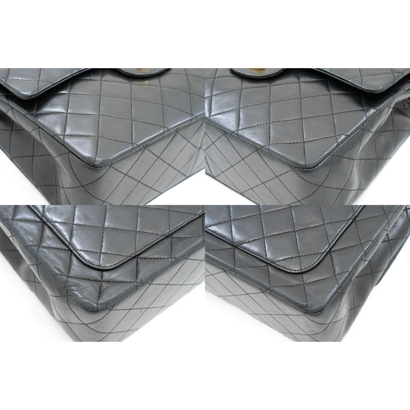 【日本直送】香奈兒經典雙蓋方形鏈條肩背包，黑色羊羔絨-5