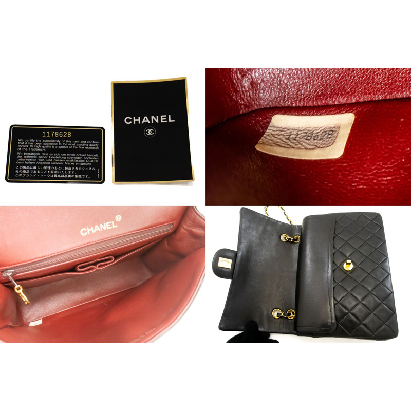 【日本直送】香奈兒經典雙蓋方形鏈條肩背包，黑色羊羔絨-8