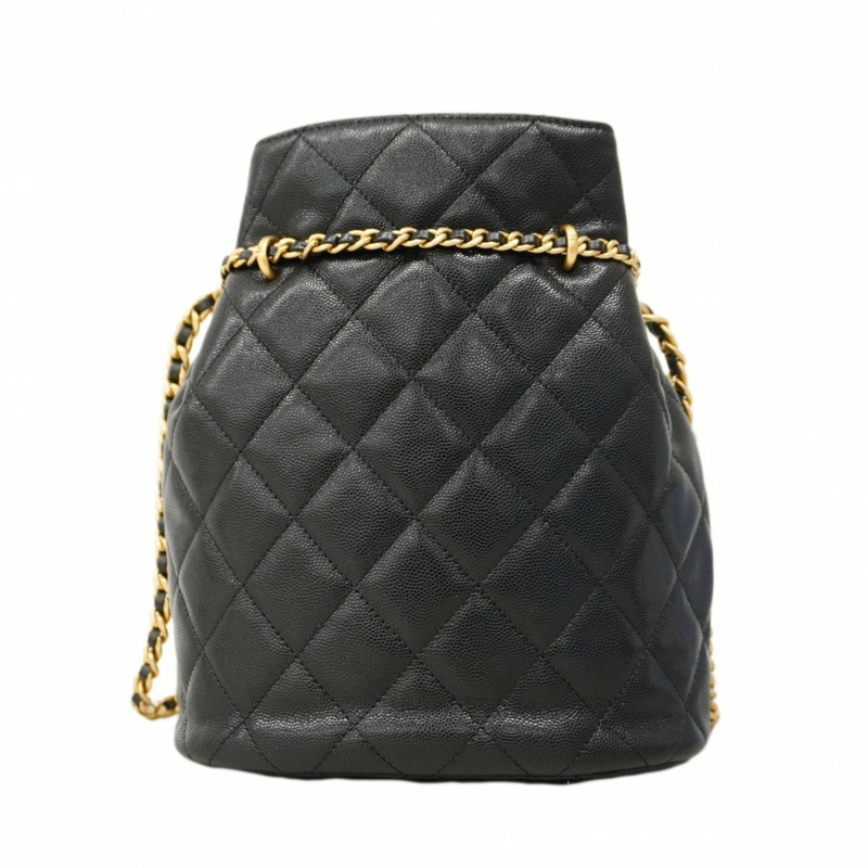 香奈兒 Matelasse 鏈條肩背包，魚子醬紋皮革，香檳黑，女士-9