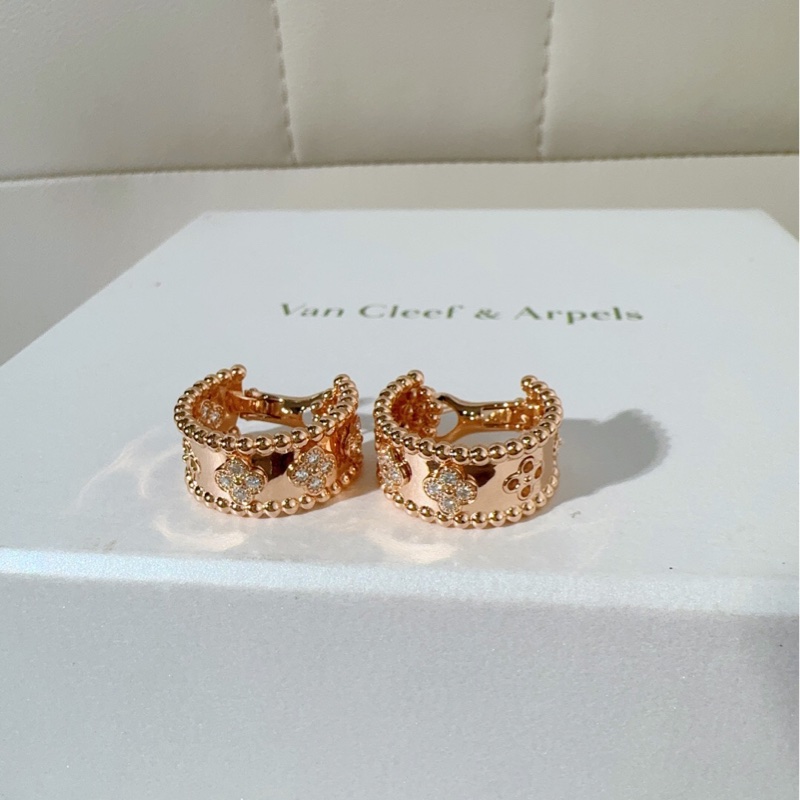 VCA梵克雅寶Perlee 萬花筒玫瑰金滿鑽耳環 ,22年購入-2