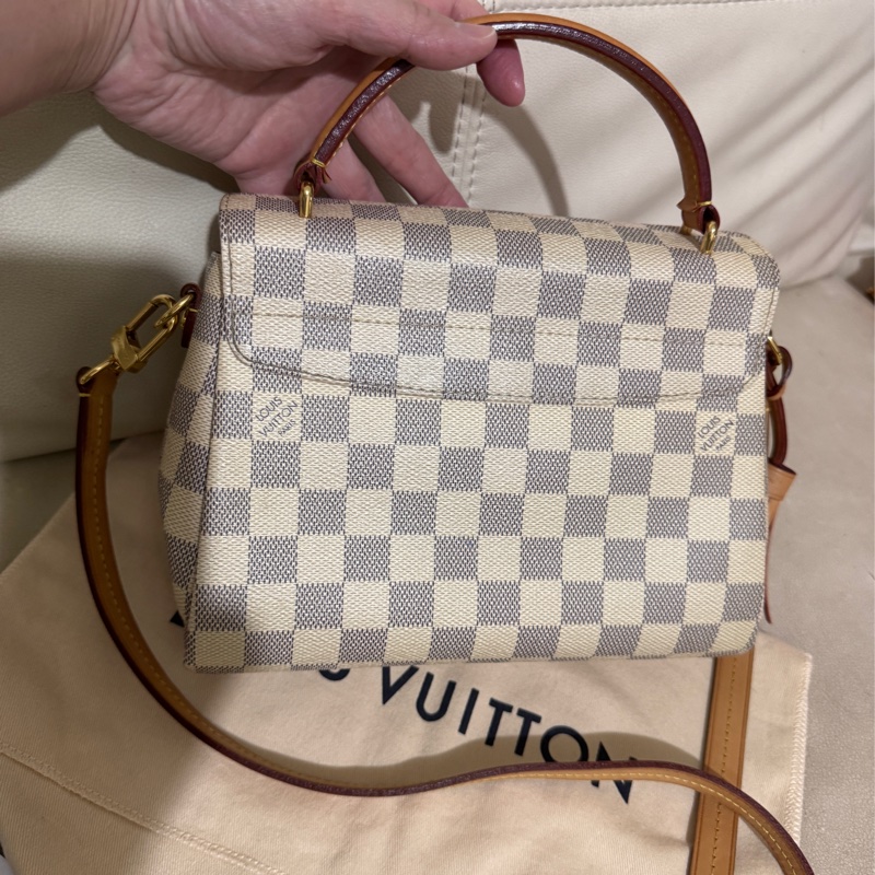 Lv白棋盤格紋斜背包-3