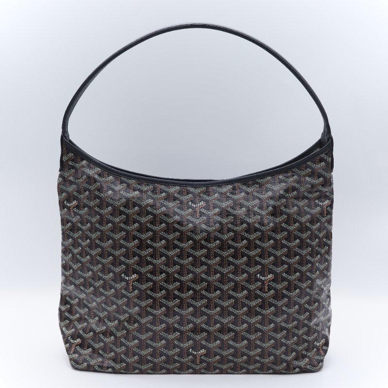 Goyard 戈雅 Bohème Hobo 經典印花 黑色 塗層帆布 拉鍊肩背包半月包 腋下包-1