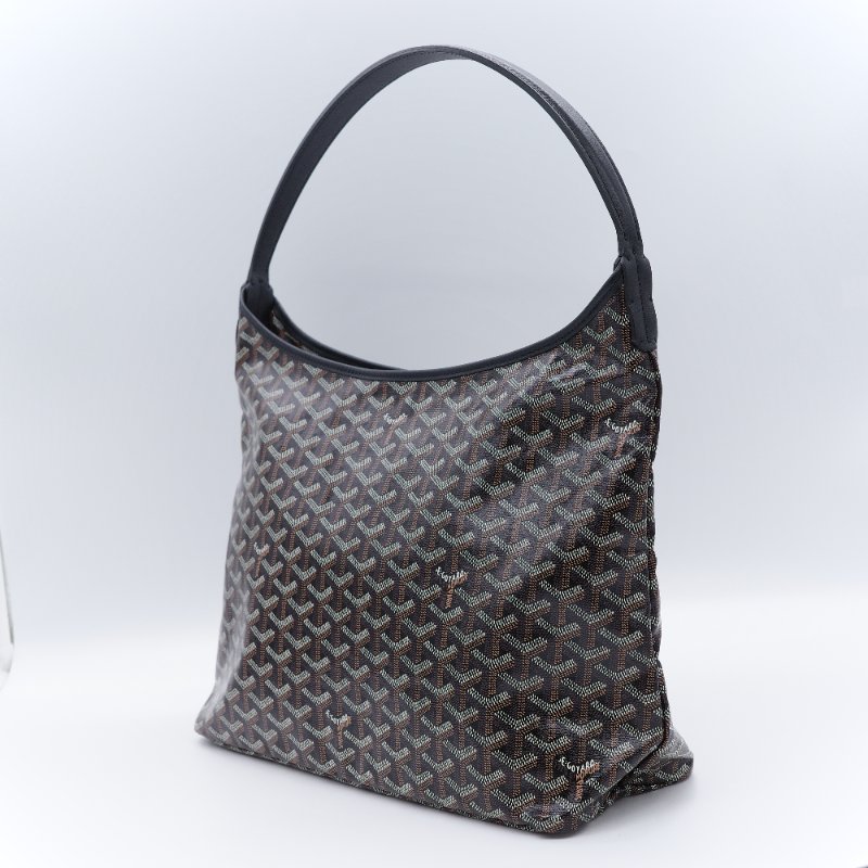 Goyard 戈雅 Bohème Hobo 經典印花 黑色 塗層帆布 拉鍊肩背包半月包 腋下包-3