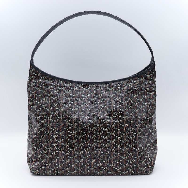 Goyard 戈雅 Bohème Hobo 經典印花 黑色 塗層帆布 拉鍊肩背包半月包 腋下包-4