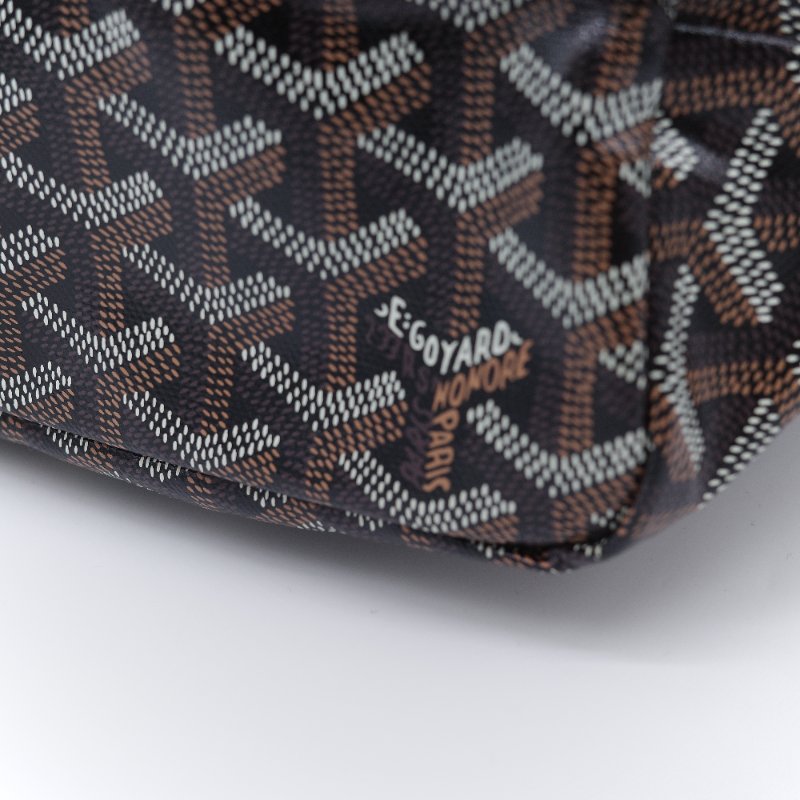 Goyard 戈雅 Bohème Hobo 經典印花 黑色 塗層帆布 拉鍊肩背包半月包 腋下包-7