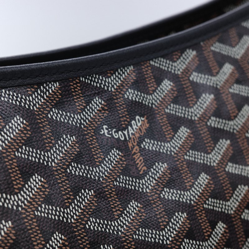 Goyard 戈雅 Bohème Hobo 經典印花 黑色 塗層帆布 拉鍊肩背包半月包 腋下包-8