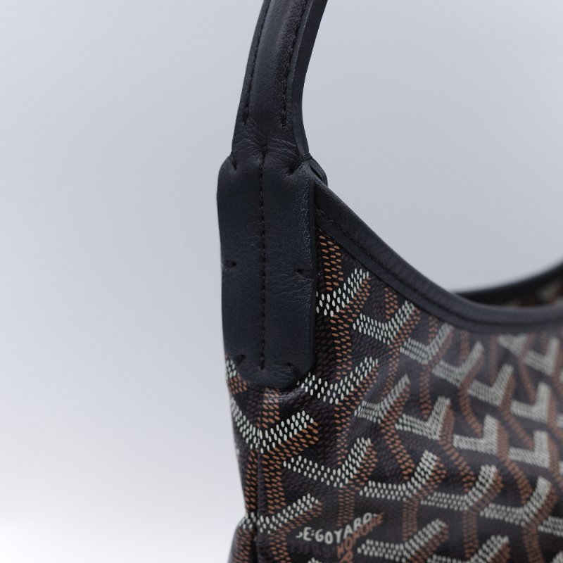 Goyard 戈雅 Bohème Hobo 經典印花 黑色 塗層帆布 拉鍊肩背包半月包 腋下包-9