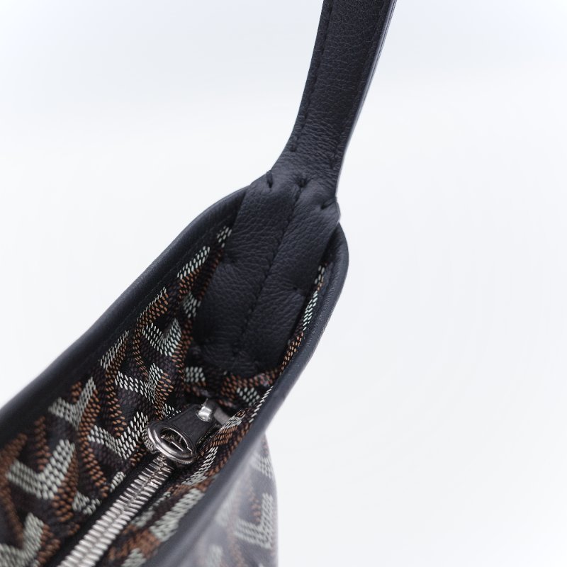 Goyard 戈雅 Bohème Hobo 經典印花 黑色 塗層帆布 拉鍊肩背包半月包 腋下包-10