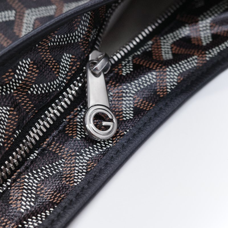Goyard 戈雅 Bohème Hobo 經典印花 黑色 塗層帆布 拉鍊肩背包半月包 腋下包-12