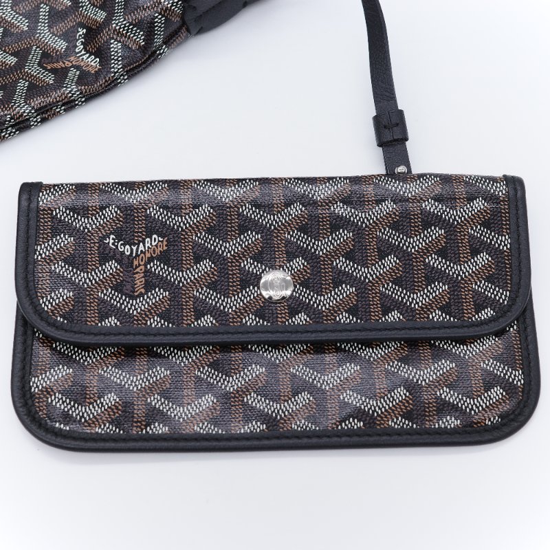Goyard 戈雅 Bohème Hobo 經典印花 黑色 塗層帆布 拉鍊肩背包半月包 腋下包-15