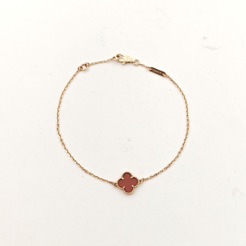VAN CLEEF&ARPELS SweetAlhambra小號單花手鏈新扣18K玫瑰金/紅玉髓S-M碼-1