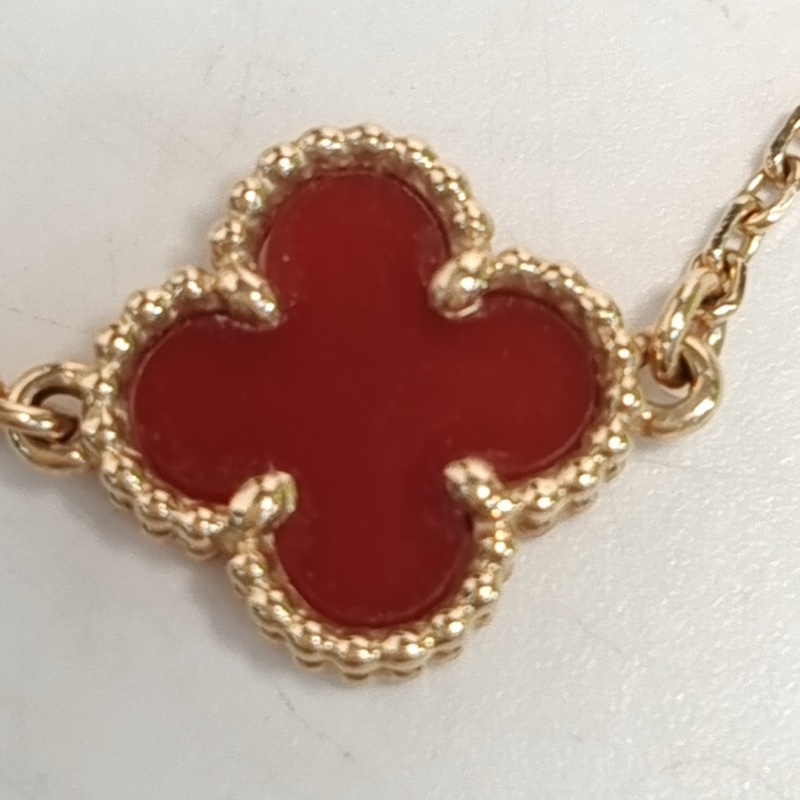 VAN CLEEF&ARPELS SweetAlhambra小號單花手鏈新扣18K玫瑰金/紅玉髓S-M碼-4