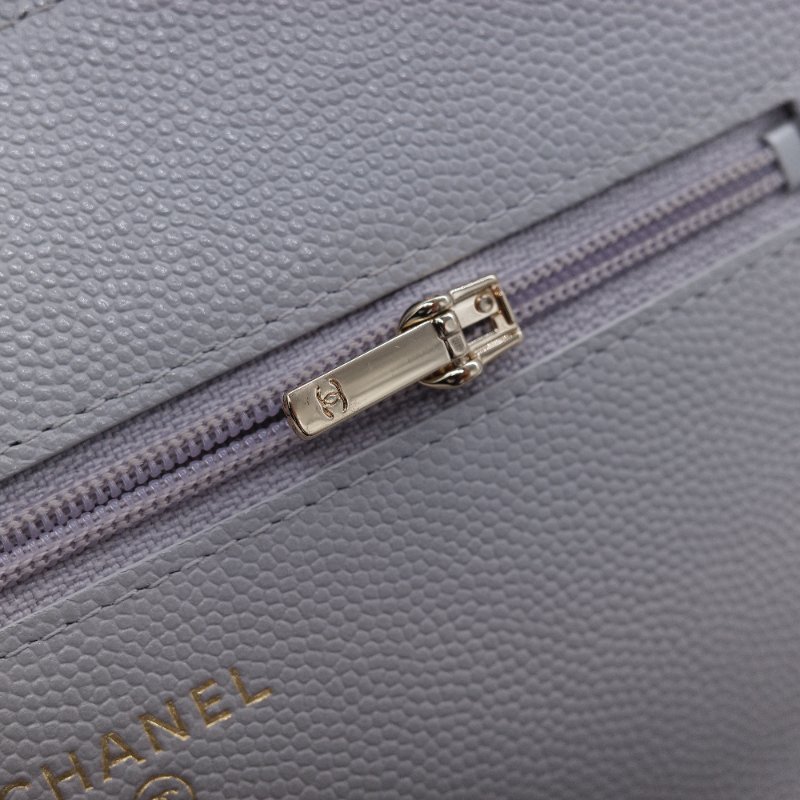 Chanel 香奈兒 經典菱格紋 藍灰色 荔枝牛皮 WOC 鏈帶包-9