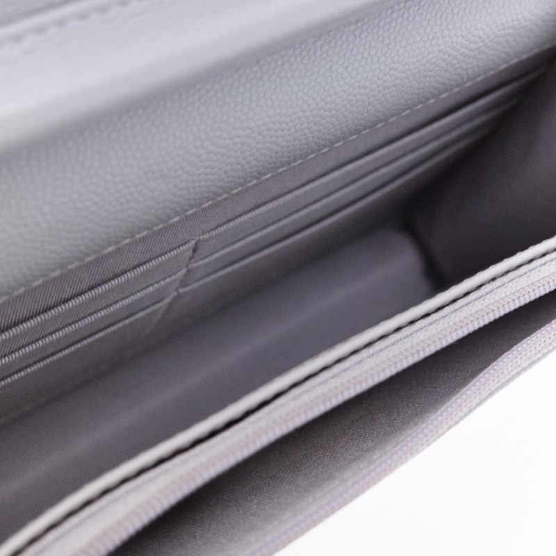 Chanel 香奈兒 經典菱格紋 藍灰色 荔枝牛皮 WOC 鏈帶包-12