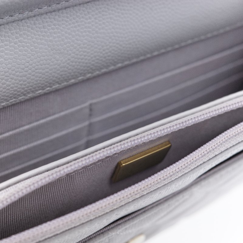 Chanel 香奈兒 經典菱格紋 藍灰色 荔枝牛皮 WOC 鏈帶包-13