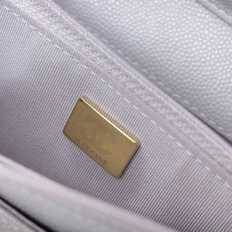 Chanel 香奈兒 經典菱格紋 藍灰色 荔枝牛皮 WOC 鏈帶包-16