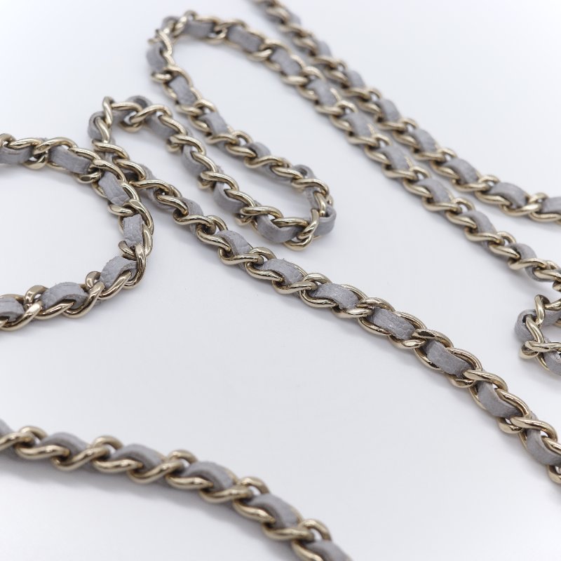 Chanel 香奈兒 經典菱格紋 藍灰色 荔枝牛皮 WOC 鏈帶包-17