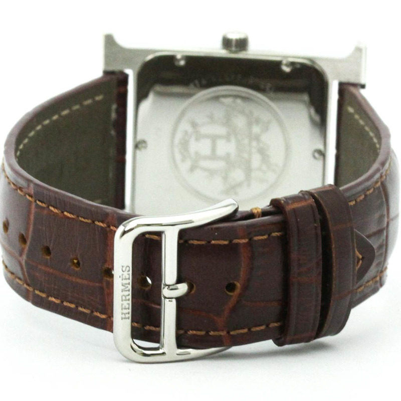 愛馬仕 H Wach 精鋼皮革石英男士腕錶 HH1.810 拋光-4