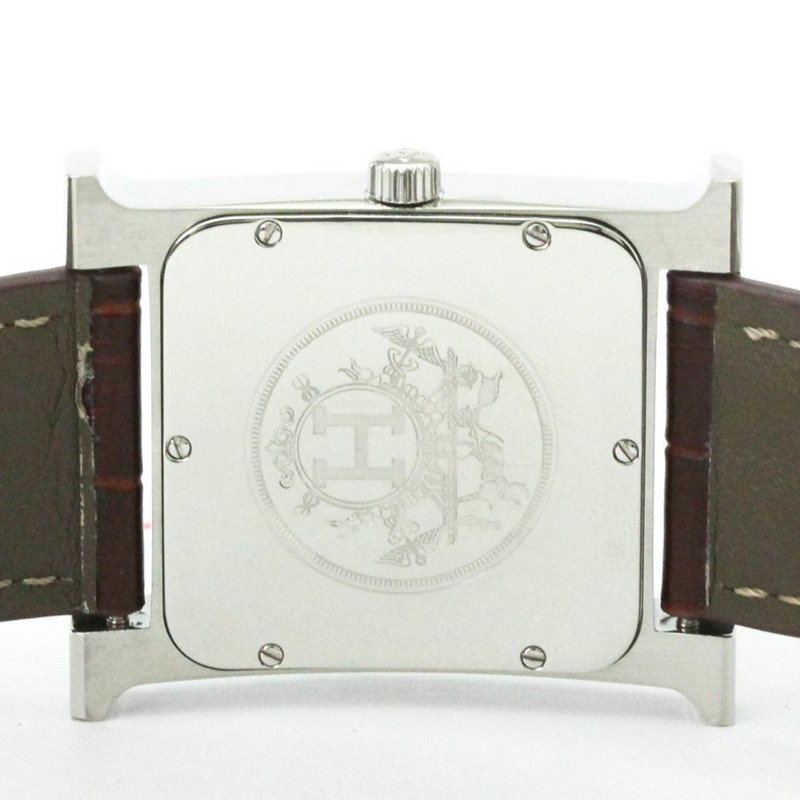 愛馬仕 H Wach 精鋼皮革石英男士腕錶 HH1.810 拋光-5