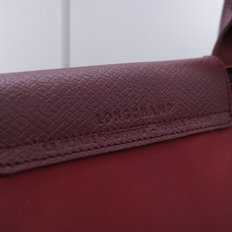 Longchamp 瓏驤 Le Pliage Green L 經典石榴紅 長把尼龍托特包-11