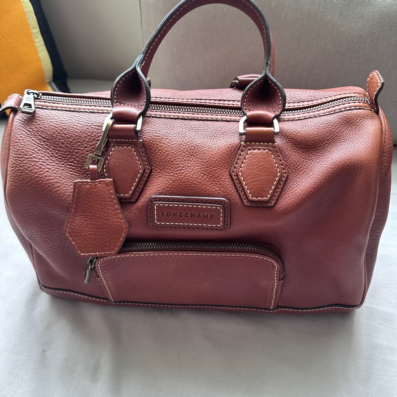 【全新閒置】Longchamp 小羊皮波士頓包 🤎 焦糖色-2