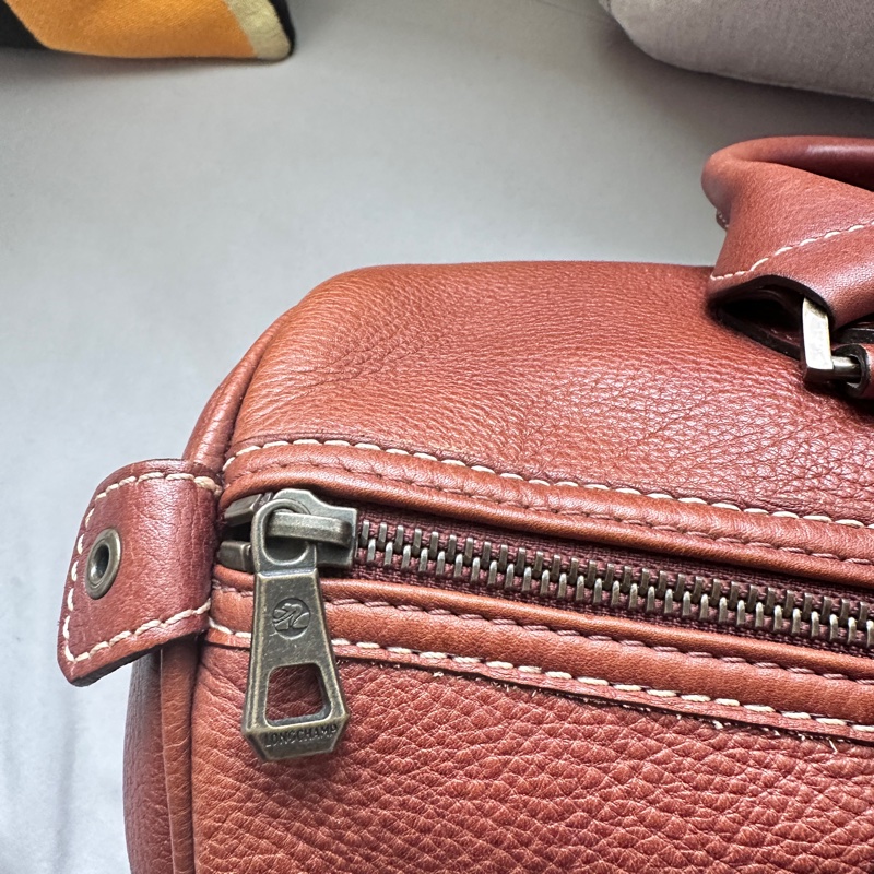 【全新閒置】Longchamp 小羊皮波士頓包 🤎 焦糖色-4