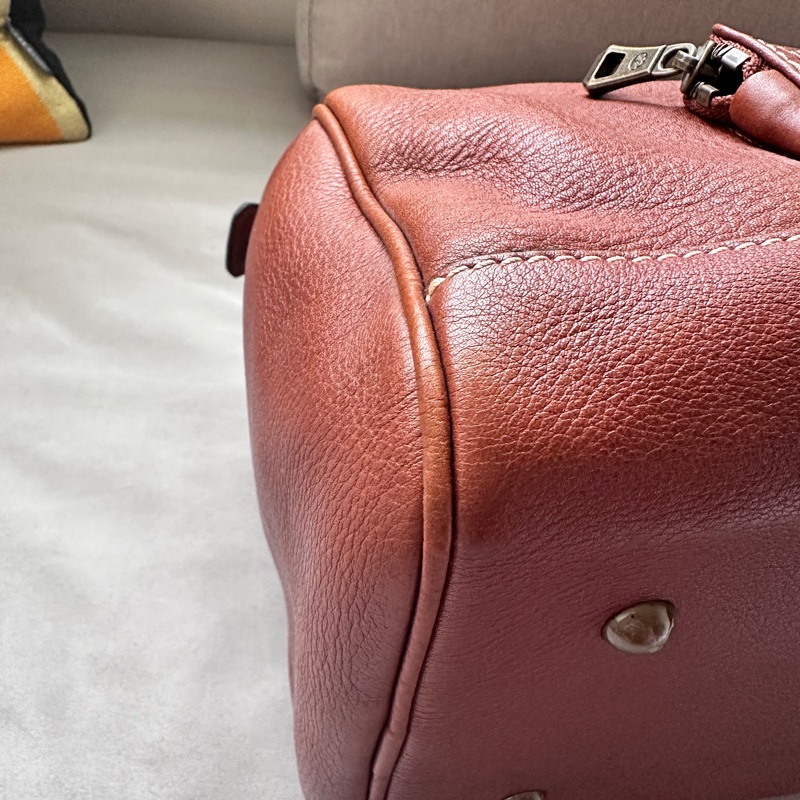 【全新閒置】Longchamp 小羊皮波士頓包 🤎 焦糖色-8