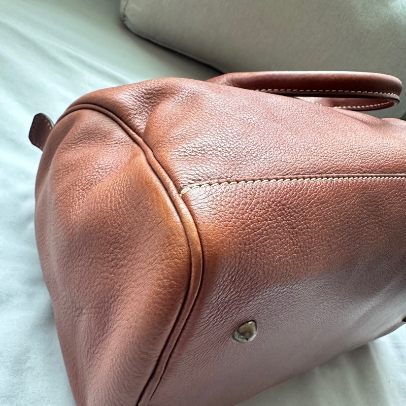 【全新閒置】Longchamp 小羊皮波士頓包 🤎 焦糖色-10