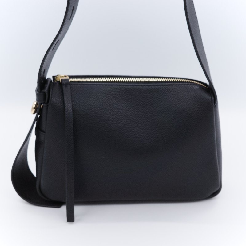 Tory Burch 湯麗柏琦 Romy 中號黑色 荔紋牛皮 肩斜背包-2