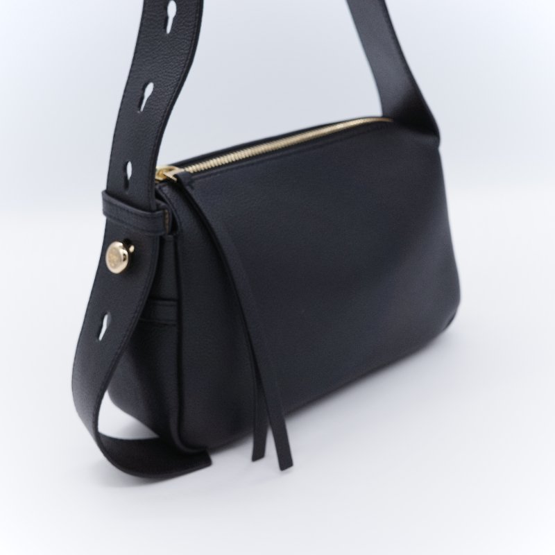 Tory Burch 湯麗柏琦 Romy 中號黑色 荔紋牛皮 肩斜背包-3