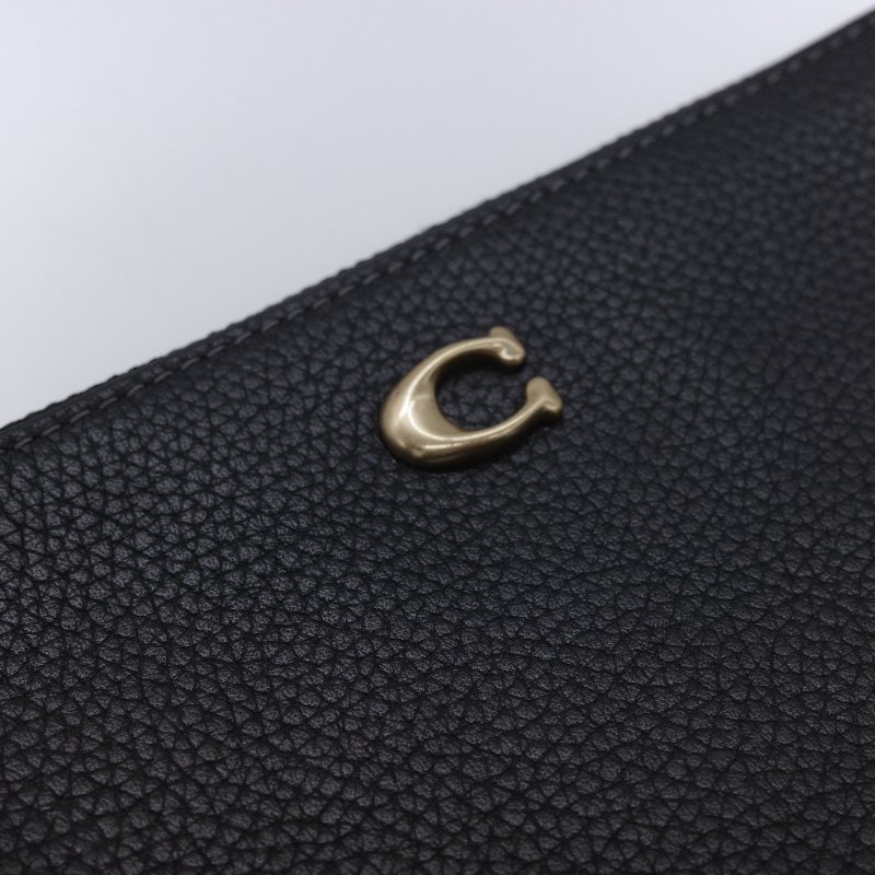 Coach 蔻馳 金屬Logo 黑色拋光 荔枝紋小牛皮 手拿包-5