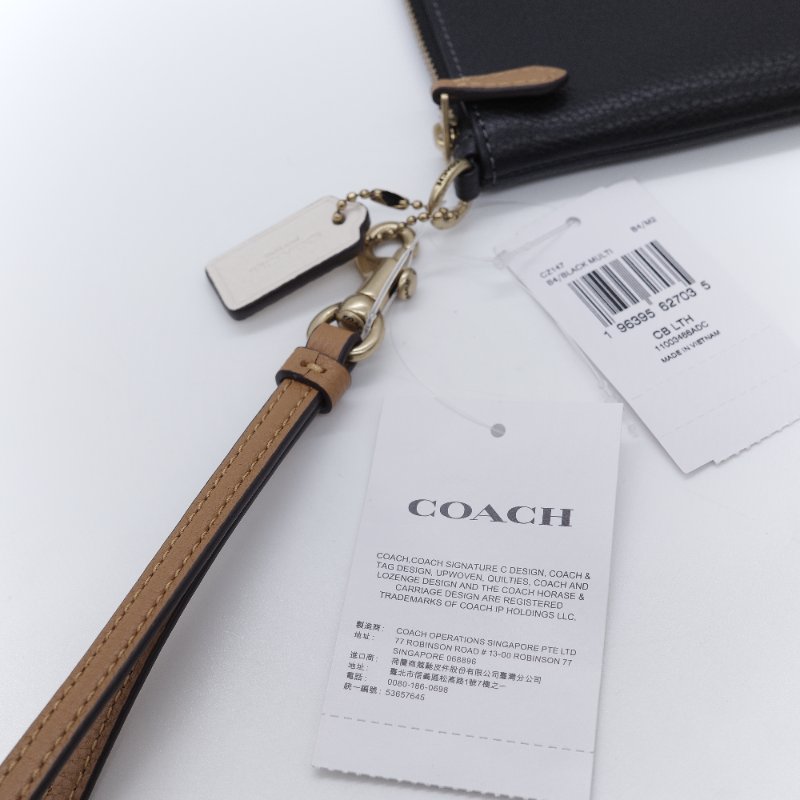 Coach 蔻馳 金屬Logo 黑色拋光 荔枝紋小牛皮 手拿包-6