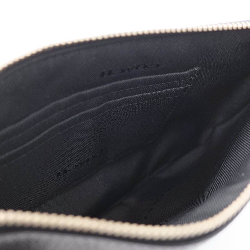 Coach 蔻馳 金屬Logo 黑色拋光 荔枝紋小牛皮 手拿包-9