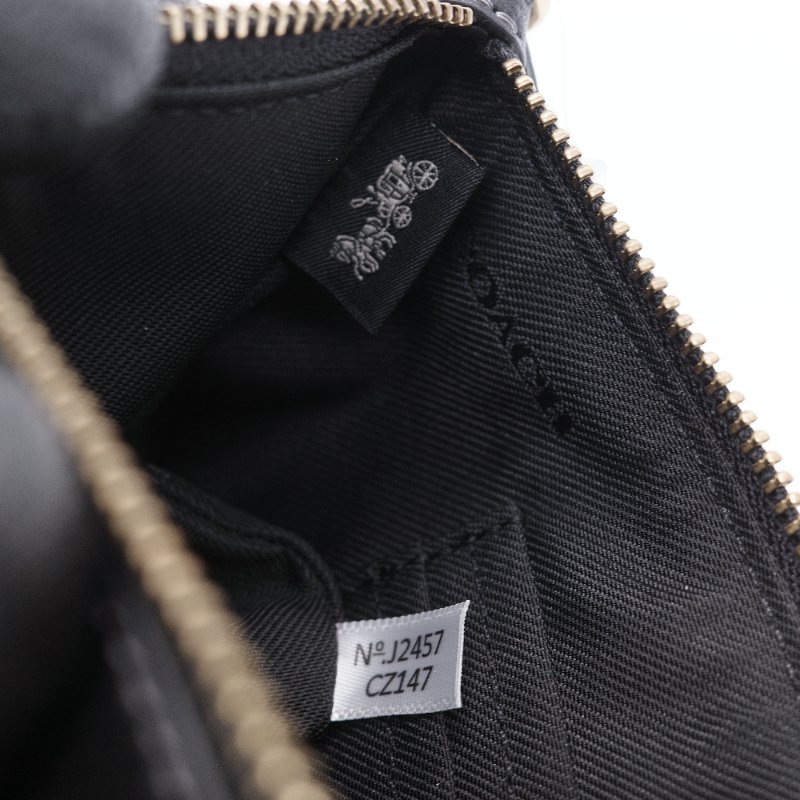 Coach 蔻馳 金屬Logo 黑色拋光 荔枝紋小牛皮 手拿包-10