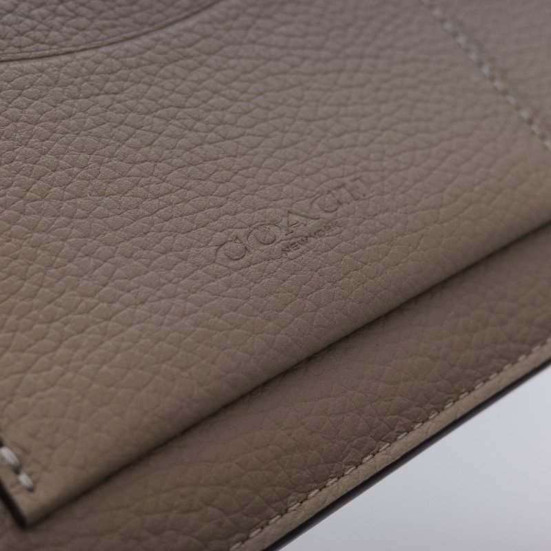 Coach 蔻馳 經典荔枝紋小牛皮 馬鞍棕 手機拉鍊長夾-8