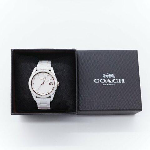 Coach 蔻馳 Preston 白色 陶瓷鍊帶 女錶