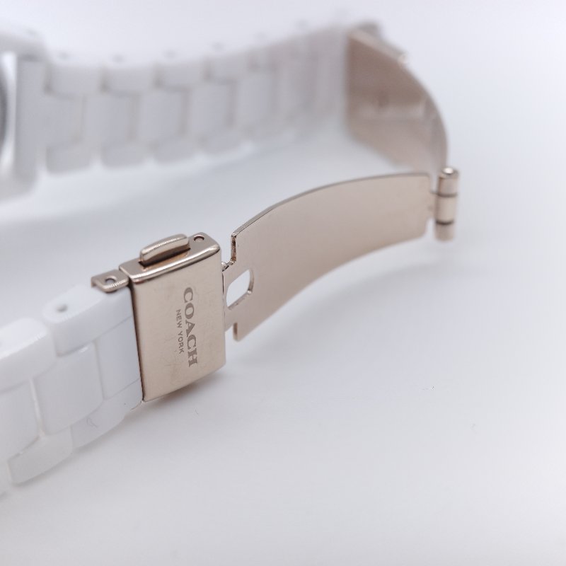 Coach 蔻馳 Preston 白色 陶瓷鍊帶 女錶-9