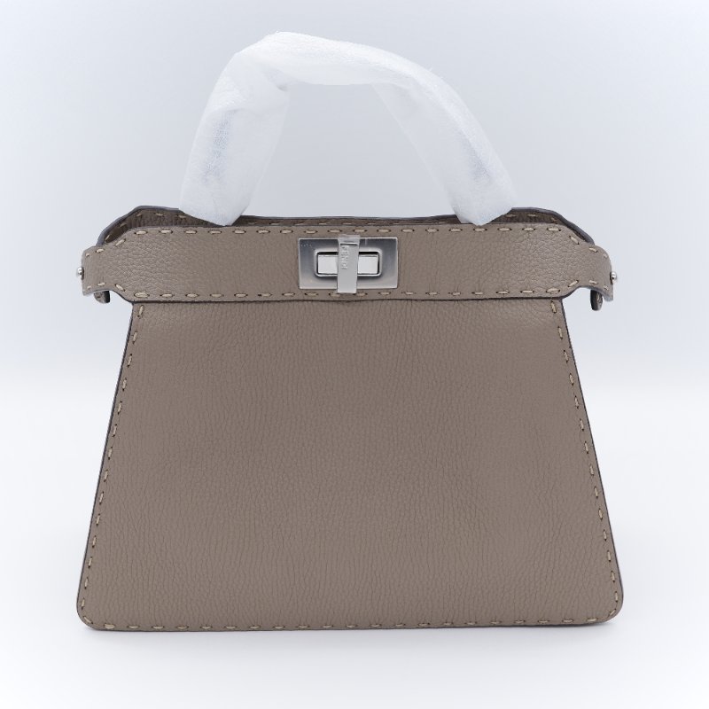 Fendi 芬迪 Peekaboo I See U Small 經典米褐色 小牛皮 手提斜背包-1