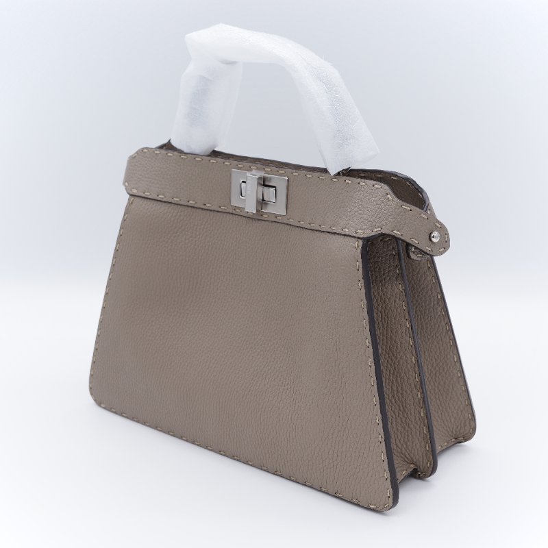 Fendi 芬迪 Peekaboo I See U Small 經典米褐色 小牛皮 手提斜背包-3