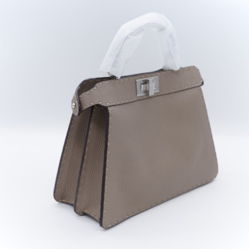 Fendi 芬迪 Peekaboo I See U Small 經典米褐色 小牛皮 手提斜背包-4