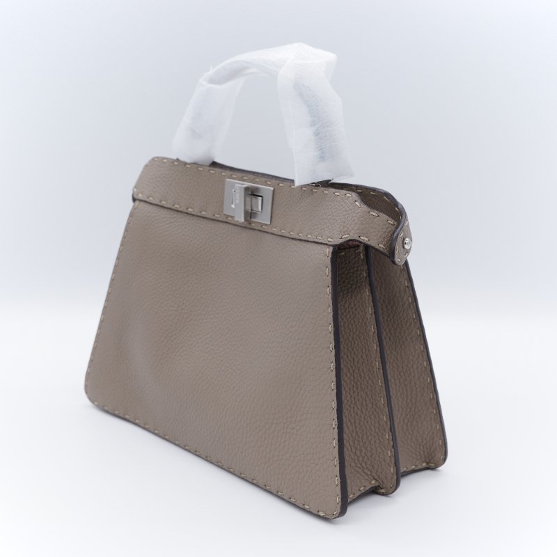 Fendi 芬迪 Peekaboo I See U Small 經典米褐色 小牛皮 手提斜背包-5