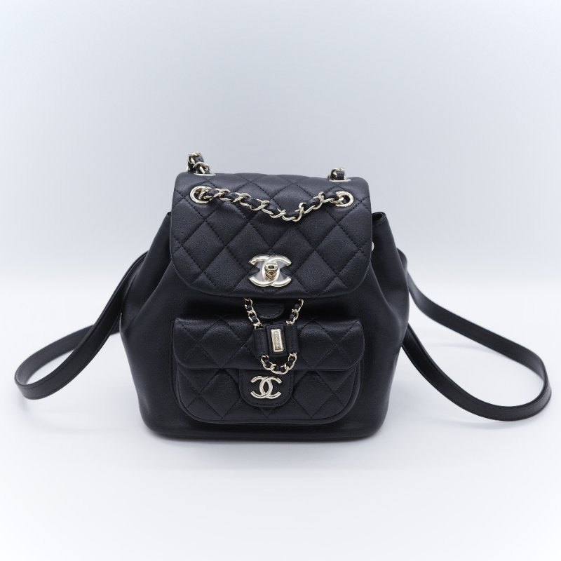 全網最低（閒置品♥️未使用）Chanel 香奈兒  Duma  粒面牛皮 經典黑色 菱格紋  雙肩 後背包 全網最低價 2024 年購買憑證-1