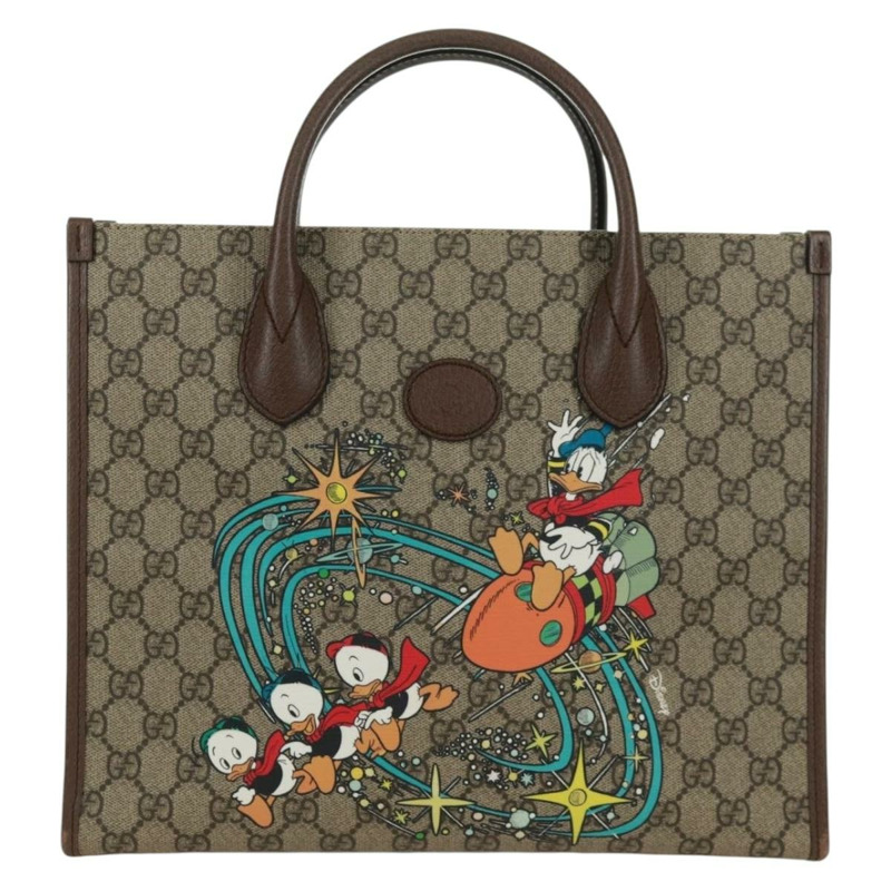 【日本直送】GUCCI GG Supreme 唐老鴨手提包 PVC 兩用 米色 金色 648134 正品 161733SAM-12