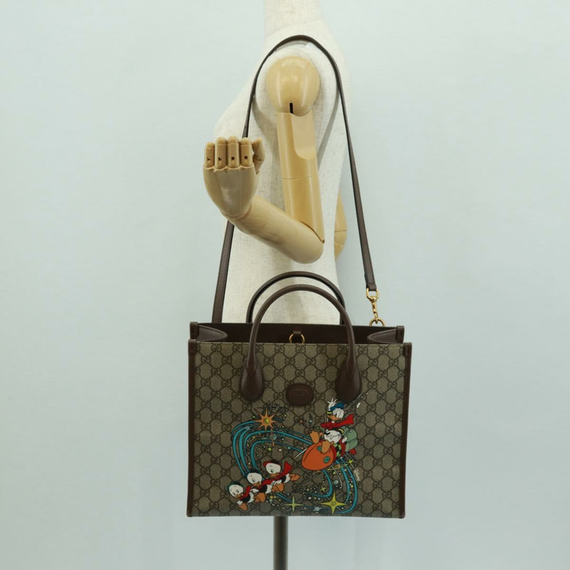 【日本直送】GUCCI GG Supreme 唐老鴨手提包 PVC 兩用 米色 金色 648134 正品 161733SAM-26