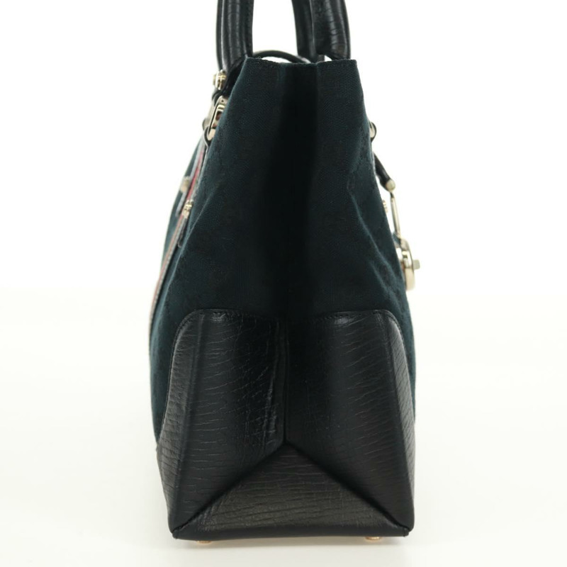 【日本直送】GUCCI GG帆布織帶雪莉系列手提包 黑色 金色 紅色 131325 正品 166893SAM-3