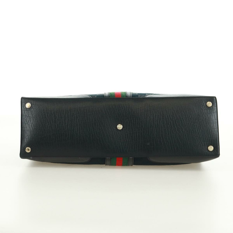 【日本直送】GUCCI GG帆布織帶雪莉系列手提包 黑色 金色 紅色 131325 正品 166893SAM-4