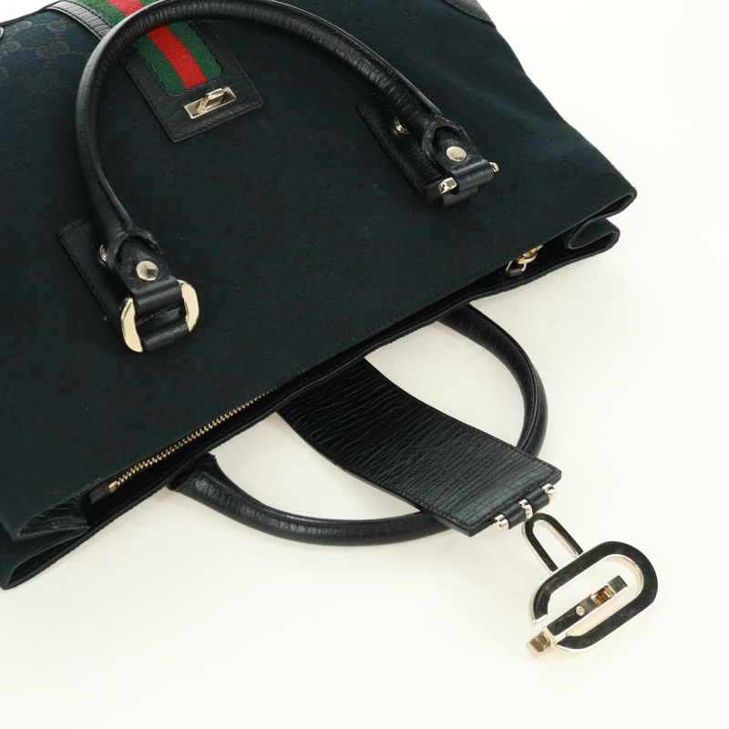 【日本直送】GUCCI GG帆布織帶雪莉系列手提包 黑色 金色 紅色 131325 正品 166893SAM-8