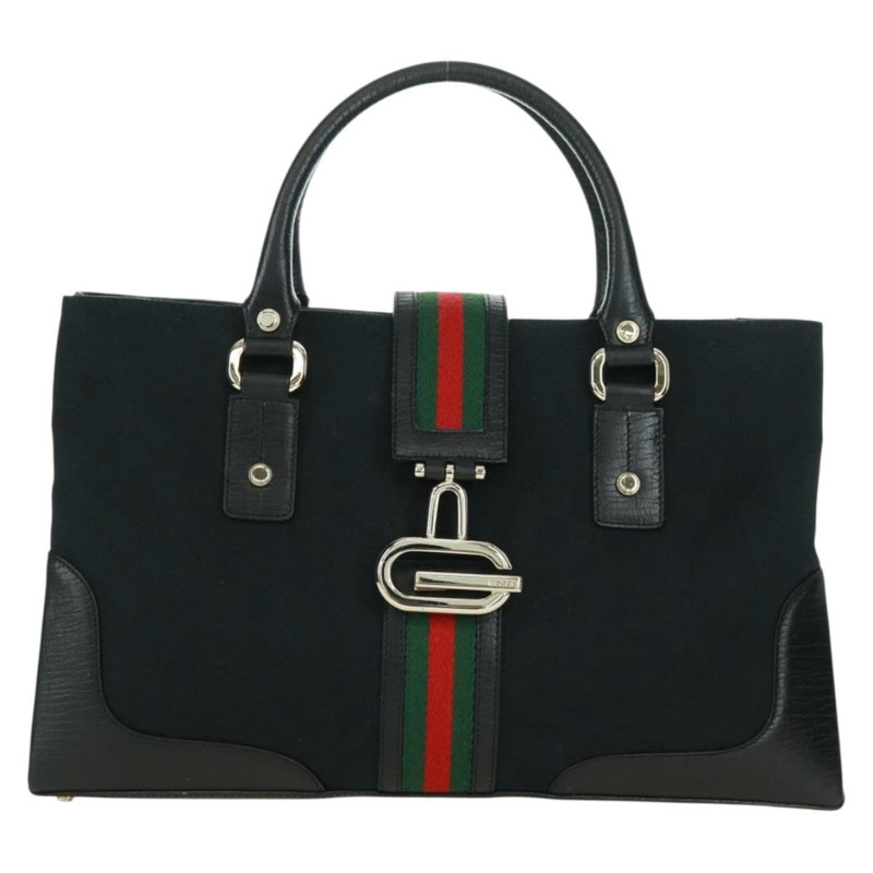 【日本直送】GUCCI GG帆布織帶雪莉系列手提包 黑色 金色 紅色 131325 正品 166893SAM-12