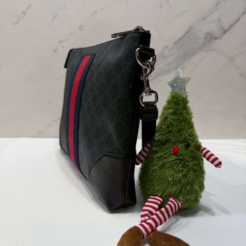 GUCCI GG Supreme黑灰手拿包-2