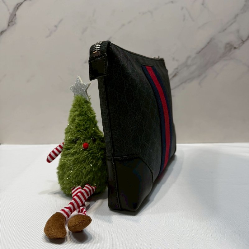 GUCCI GG Supreme黑灰手拿包-3